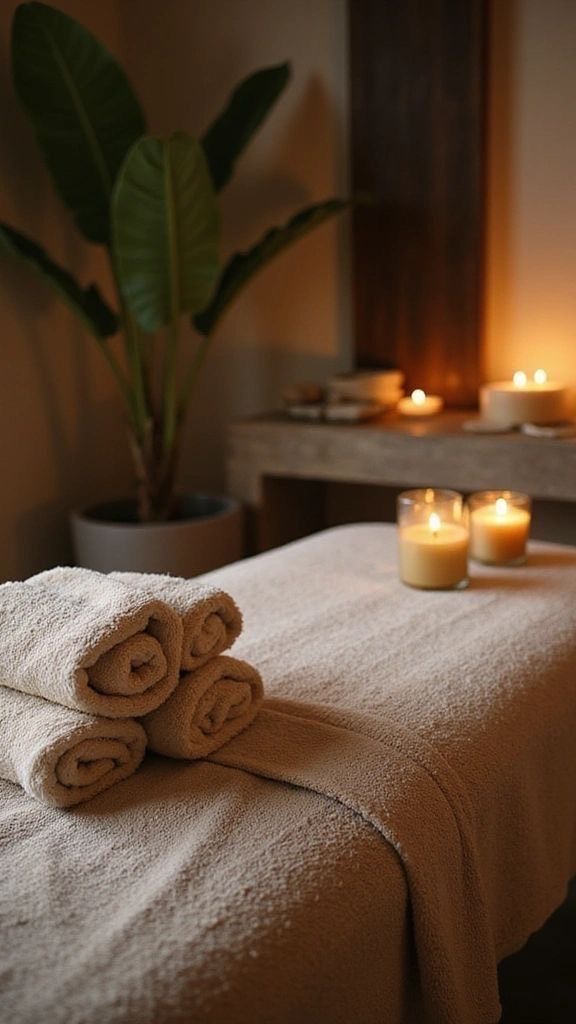 Ambiente cálido y relajante preparado para una sesión de Reiki